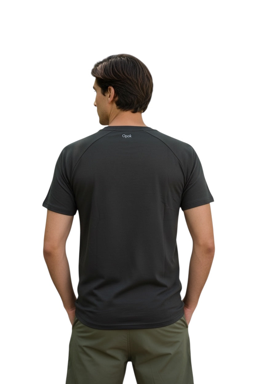 Men's Organic Performance T-shirt: Dark Charcoal - Opok
