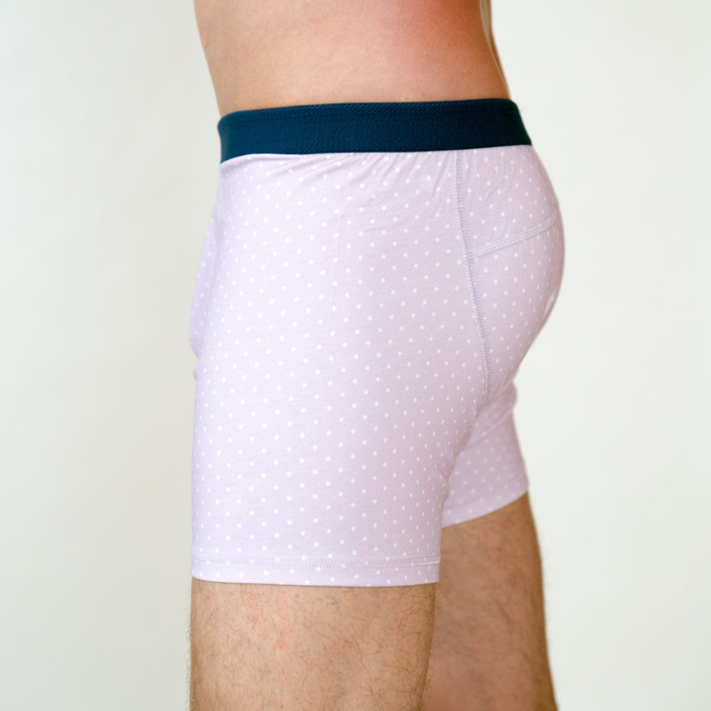 Men's Organic Boxer Brief: Lavender Polkadot Print - Opok