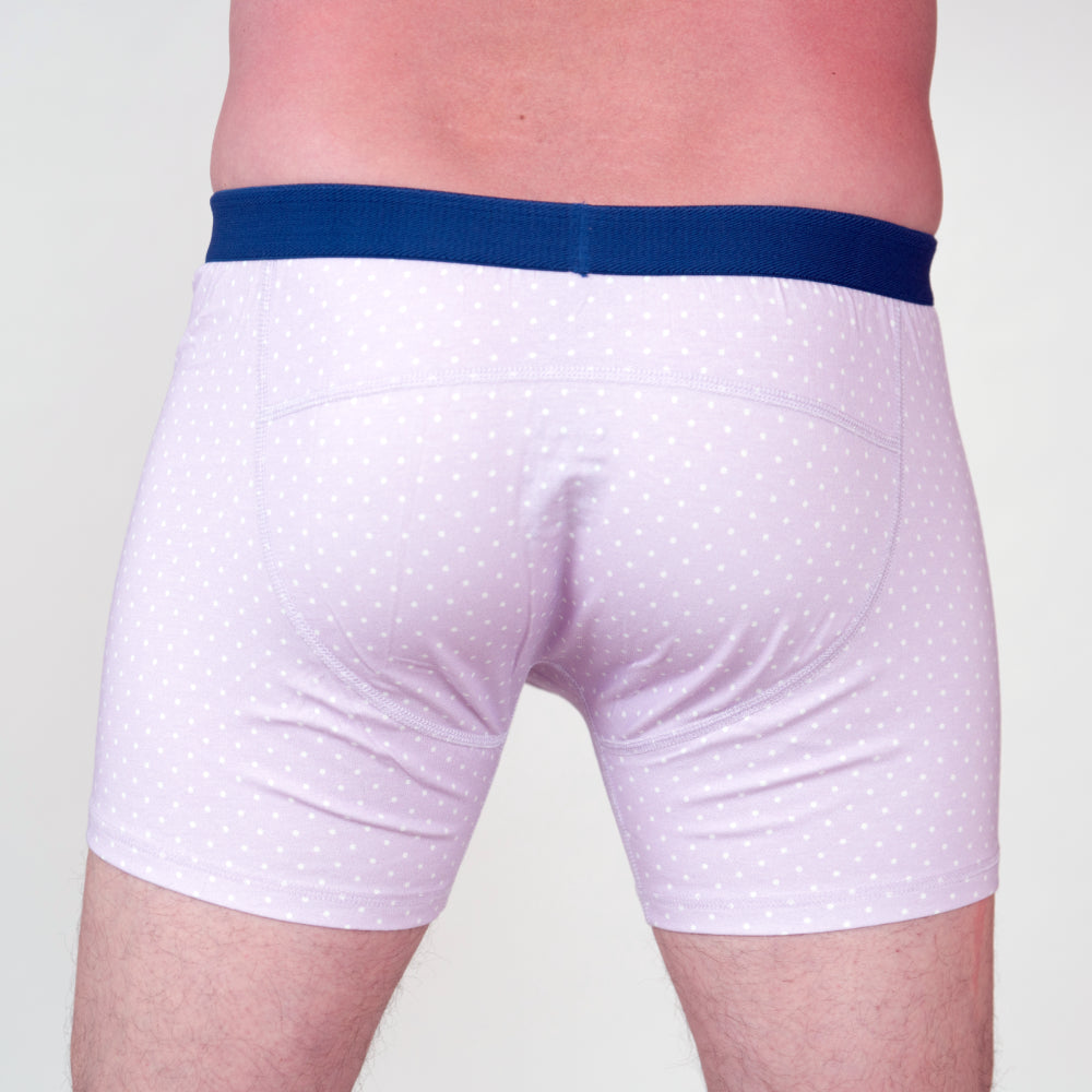 Men's Organic Boxer Brief: Lavender Polkadot Print - Opok