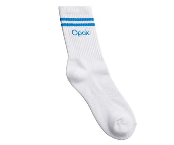 Organic Crew Sock- White with Blue Stripes - Opok