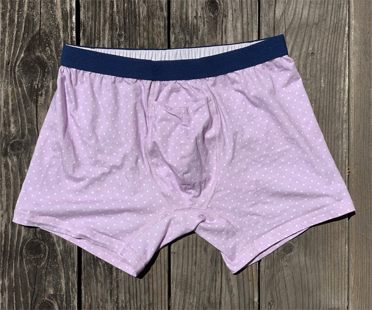 Men's Organic Boxer Brief: Lavender Polkadot Print