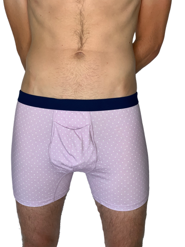 Men's Organic Boxer Brief: Lavender Polkadot Print - Men's boxer brief