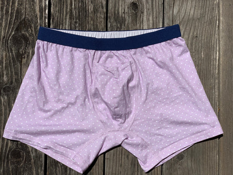 Men's Organic Boxer Brief: Lavender Polkadot Print - Men's boxer brief